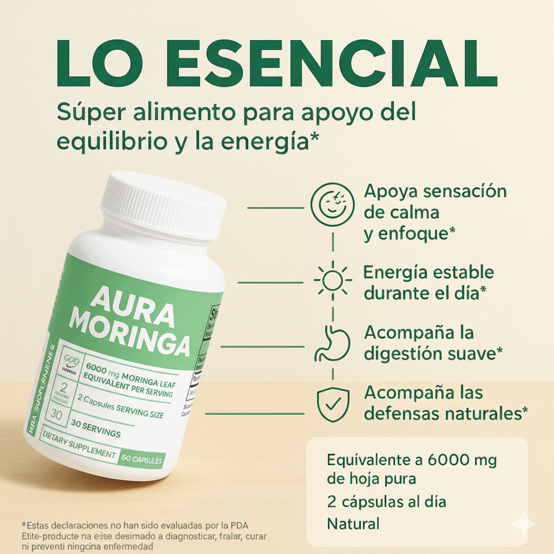 Aura Moringa - Equilibra tu cuerpo y tu mente con la reducción natural de los niveles de cortisol